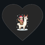 Alpaca Sloth Christmas (3) Heart Sticker<br><div class="desc">Alpaca Sloth Christmas (3)</div>