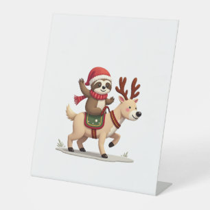 Alpaca Sloth Christmas (3) Pedestal Sign