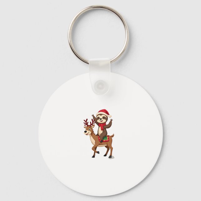 Alpaca Sloth Christmas (4) Key Ring (Front)