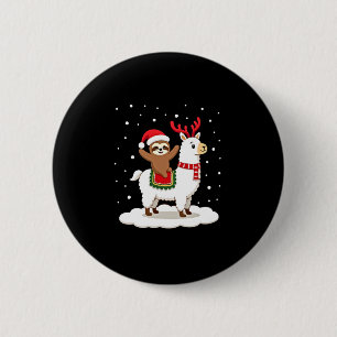Alpaca Sloth Christmas 6 Cm Round Badge