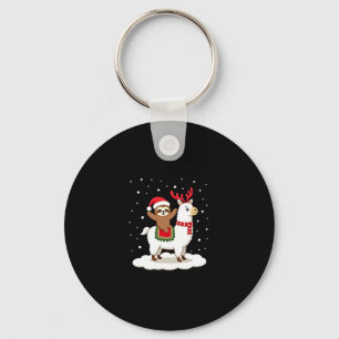 Alpaca Sloth Christmas Key Ring