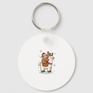 Alpaca Sloth Christmas Key Ring