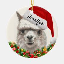 Alpaca Smiles ADD NAME & YEAR Christmas Tree