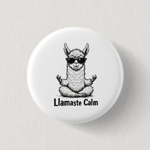 Alpaca Stay Calm Llamaste LLama Yoga Funny 3 Cm Round Badge