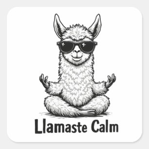 Alpaca Stay Calm Llamaste LLama Yoga Funny Square Sticker