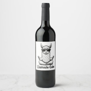 Alpaca Stay Calm Llamaste LLama Yoga Funny Wine Label
