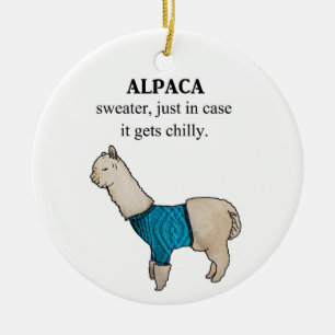 Alpaca Sweater Just In Case it Gets Chilly Ceramic Tree Decoration