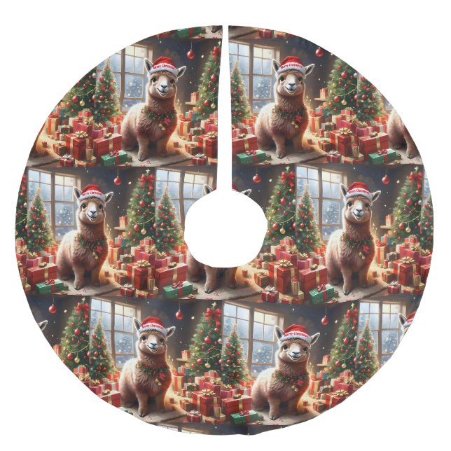 "Alpaca the Presents: A Christmas Tale" Brushed Polyester Tree Skirt (Front)