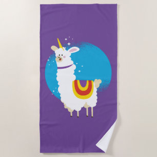 Alpaca Unicorn Beach Towel