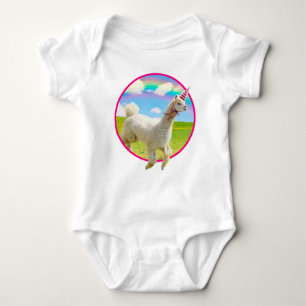 Alpaca Unicorn Under Rainbow Sky Baby Bodysuit