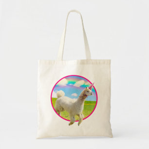 Alpaca Unicorn Under Rainbow Sky Tote Bag