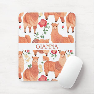 Alpaca Watercolor Colorful Personalized Pattern Mouse Pad