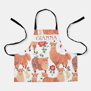 Alpaca Watercolor Colourful Personalised Pattern Apron