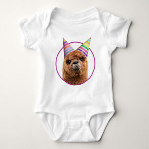 Alpaca Wearing Party Hats Baby Bodysuit