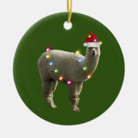 Alpaca With Hat Lights Christmas