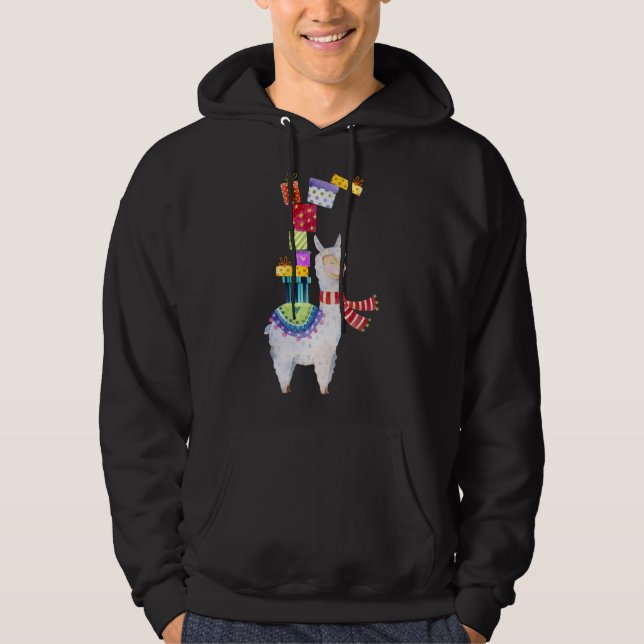 Alpaca With Pretty Gifts Holiday Christmas Cute Hoodie (Front)