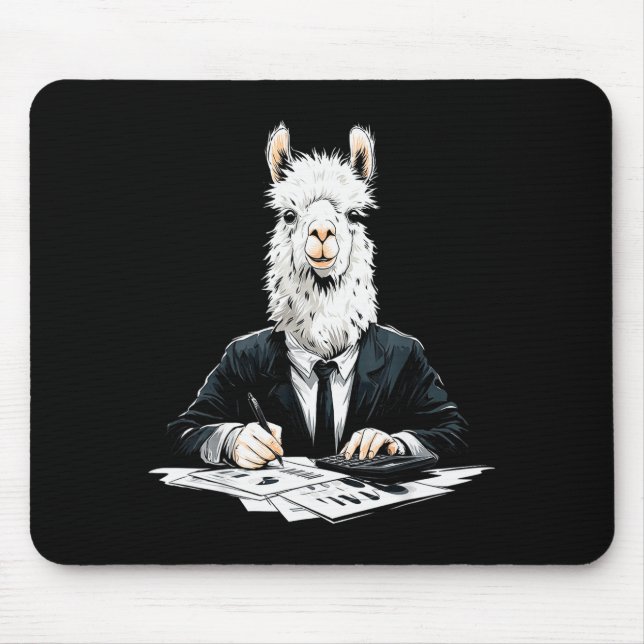Alpaca Working Writing Motif Drawing Animal Art Al Mouse Pad (Front)