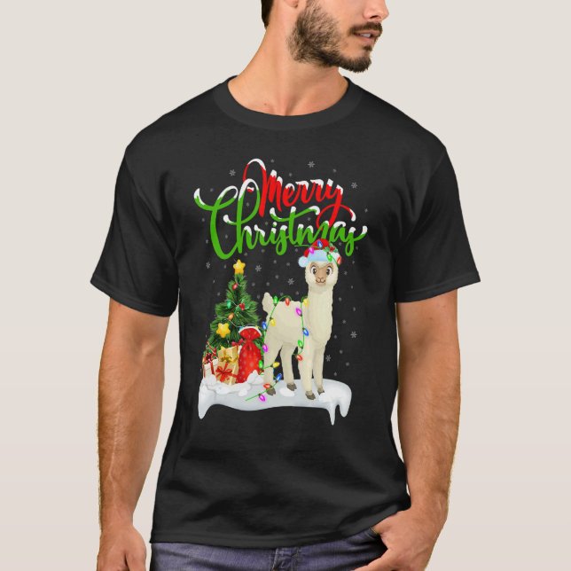 Alpaca   Xmas Decorations Santa Alpaca Christmas T-Shirt (Front)