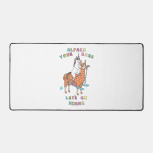 Alpaca Your Bags Let s Go Skiing Unicorn Desk Mat
