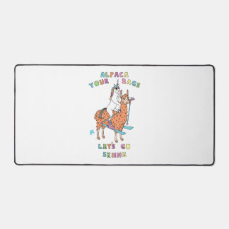 Alpaca Your Bags Let s Go Skiing Unicorn Desk Mat