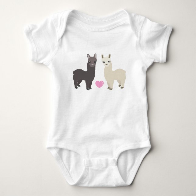 Alpacas and Heart Baby Bodysuit (Front)