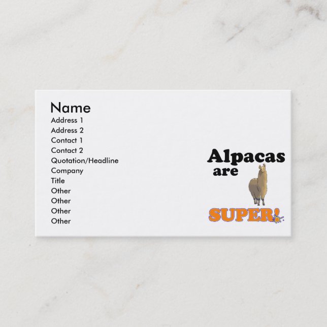 alpacas are super business card (Front)