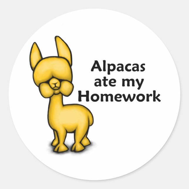 Alpacas ate my Homework Classic Round Sticker (Front)
