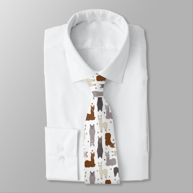 Alpacas Geo Pattern Tie (Tied)