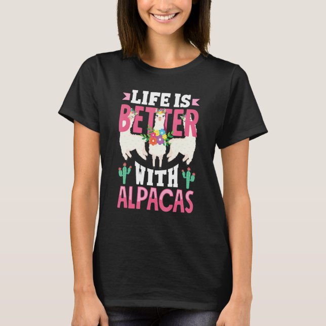 Alpacas Mammals LLamas Alpaca   With Alpacas T-Shirt (Front)