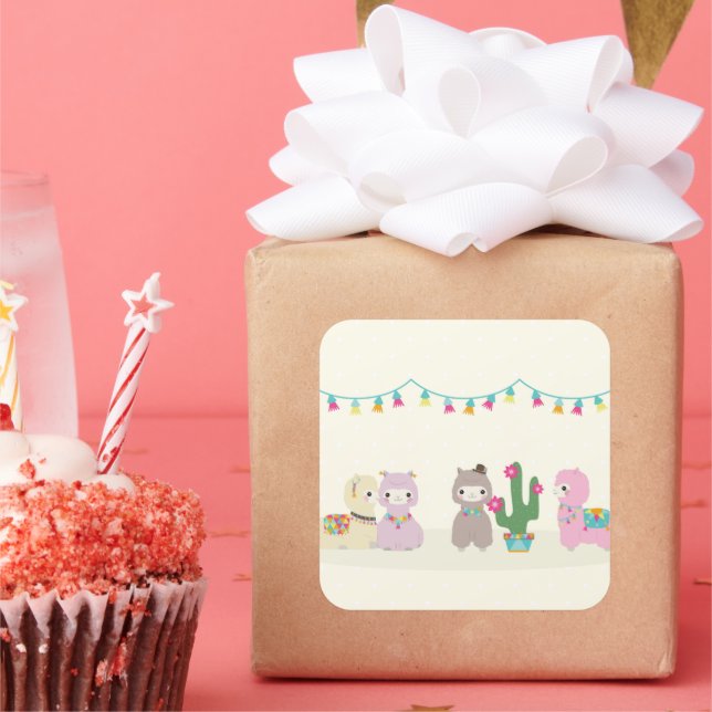 Alpacas Square Sticker (Party)