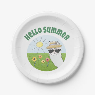 Alpaka party Hello Summer Alpaca partytime Paper Plate