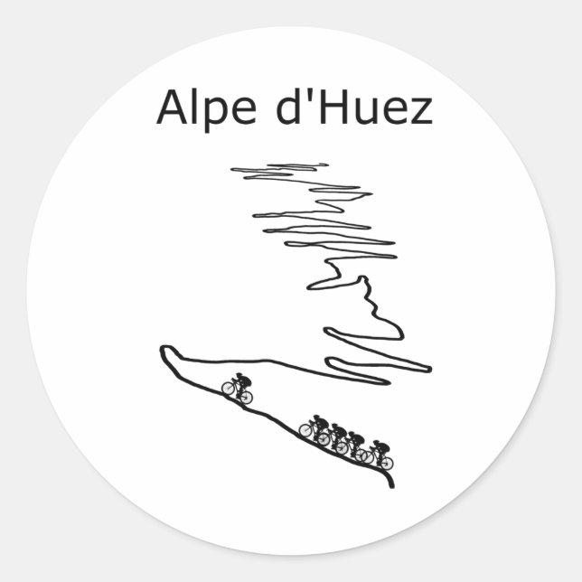 Alpe d Huez in France cycling for men and women Classic Round Sticker (Front)