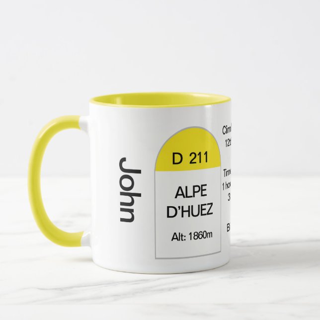 Alpe dhuez french road marker, road bike, climber mug (Left)