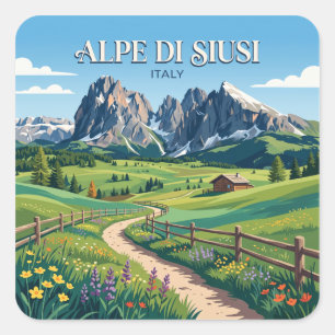 Alpe di Siusi Ortisei Italy Square Sticker