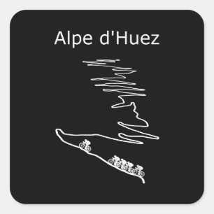 Alpe Huez In France Cycling Design  Men Square Sticker