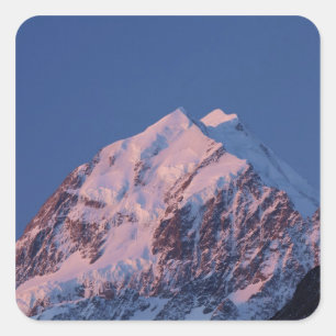 Alpenglow on Aoraki Mount Cook, Mackenzie 2 Square Sticker