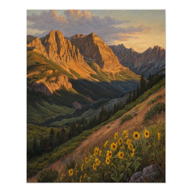 Alpenglow Symphony: Golden Peaks Guarding the Sun- Poster (Front)