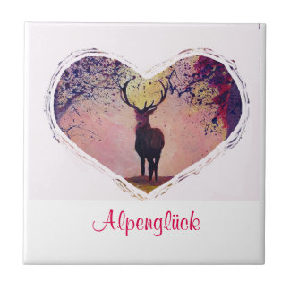Alpenglück Hirsch Glasuntersetzer Tile
