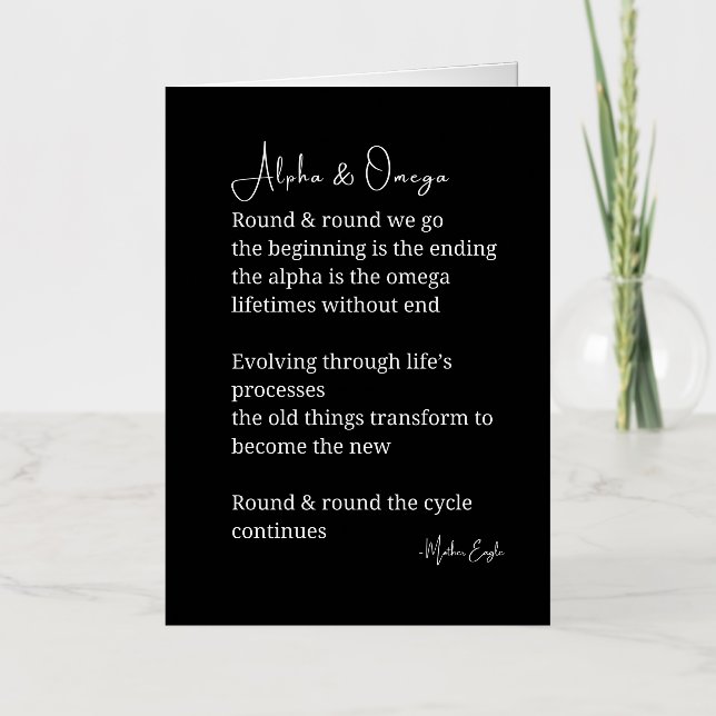 Alpha and omega poem poetry  foil greeting card (Front)