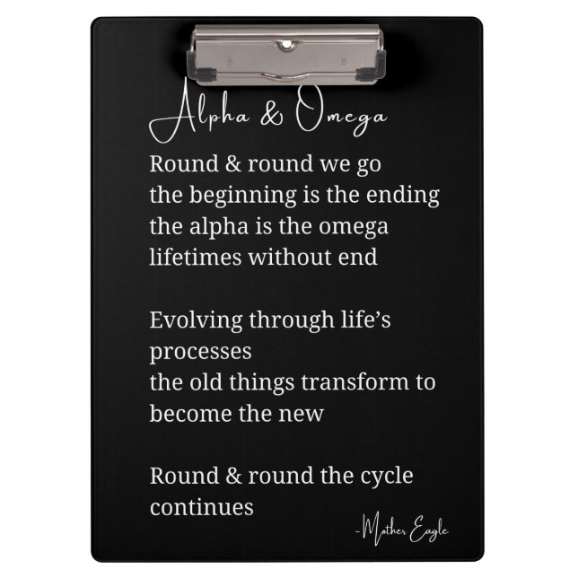 Alpha and omega poem poetry wall art instant  clipboard (Front)