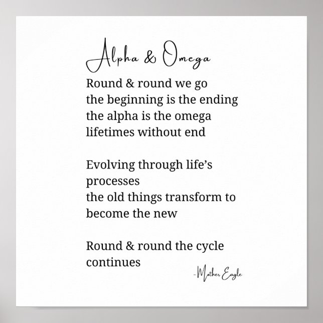 Alpha and omega poem vertical print wall art decor (Front)