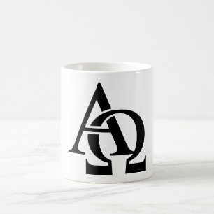 Alpha and Omega symbols   Greek Alphabet Letters Coffee Mug