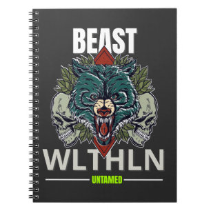 Alpha Beast _ Untamed Wolf Streetwear Fearless Notebook