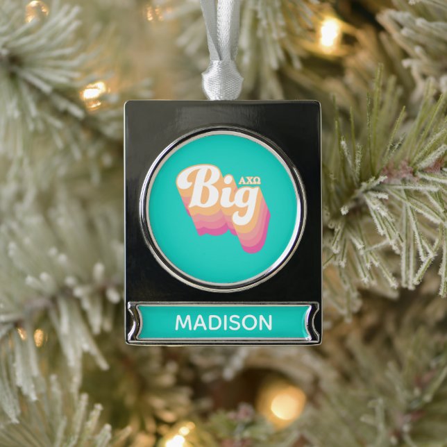 Alpha Chi Omega | Big Silver Plated Banner Ornament (Tree)