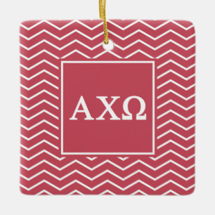 Alpha Chi Omega   Chevron Pattern Ceramic Tree Decoration