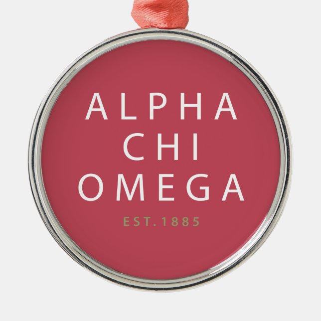 Alpha Chi Omega | Est. 1885 Metal Tree Decoration (Front)