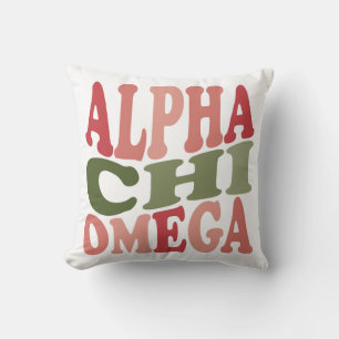 Alpha Chi Omega Groovy Retro Stacked Graphic Cushion