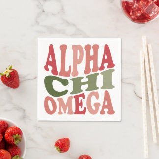 Alpha Chi Omega Groovy Retro Stacked Graphic Napkin