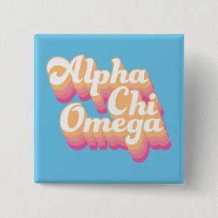 Alpha Chi Omega   Groovy Script 15 Cm Square Badge