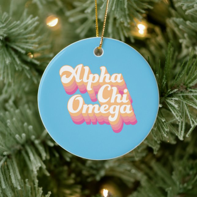 Alpha Chi Omega | Groovy Script Ceramic Tree Decoration (Tree)